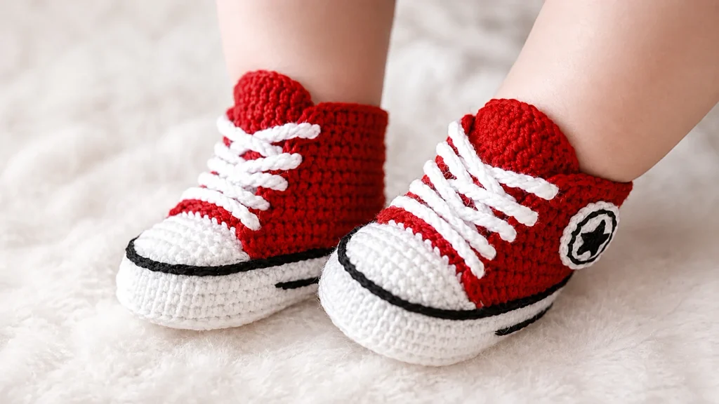 Zapatitos estilo Converse en crochet