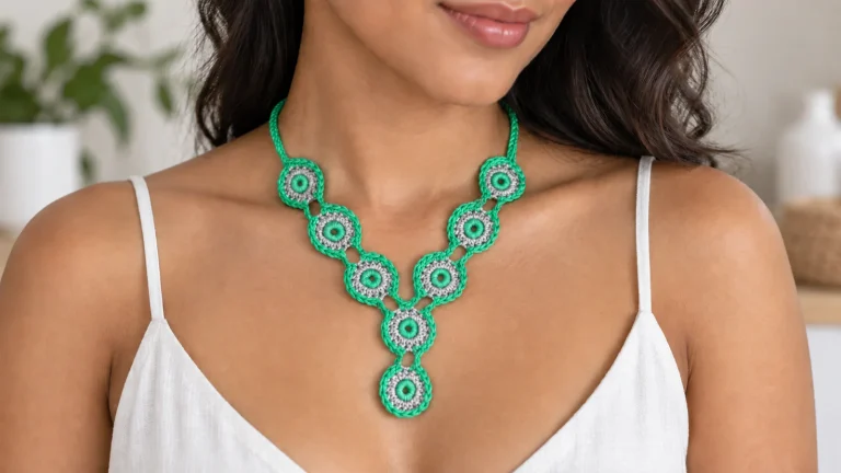 🧶Collar crochet sencillo: ideal para aprovechar restos de hilo en un diseño precioso