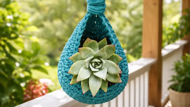 Cesto Colgante a Crochet: Fácil, Firme y Decorativo