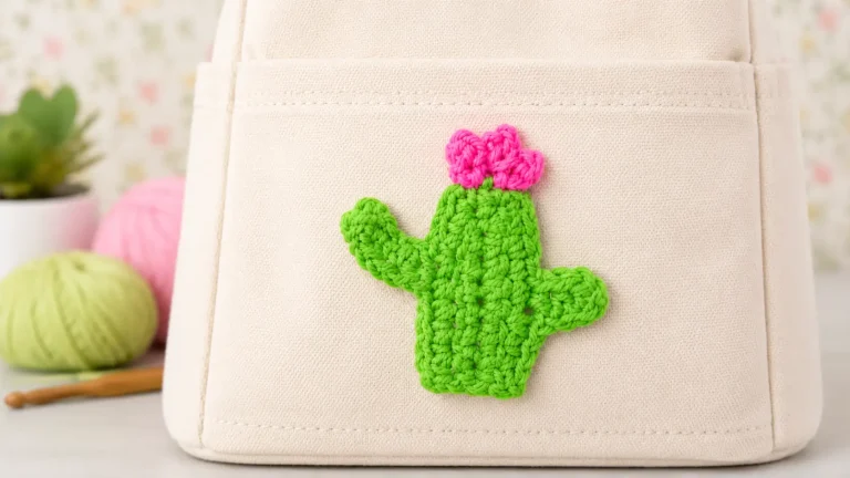 Un poco de hilo es suficiente para crear este simpático cactus a crochet con flor en relieve