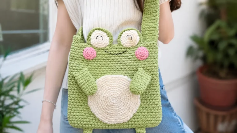 Bolso morral de ranita a crochet un accesorio lleno de ternura