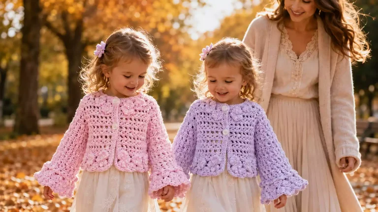 Mangas acampanadas y flores a crochet: así se teje este cardigan encantador para niñas💕