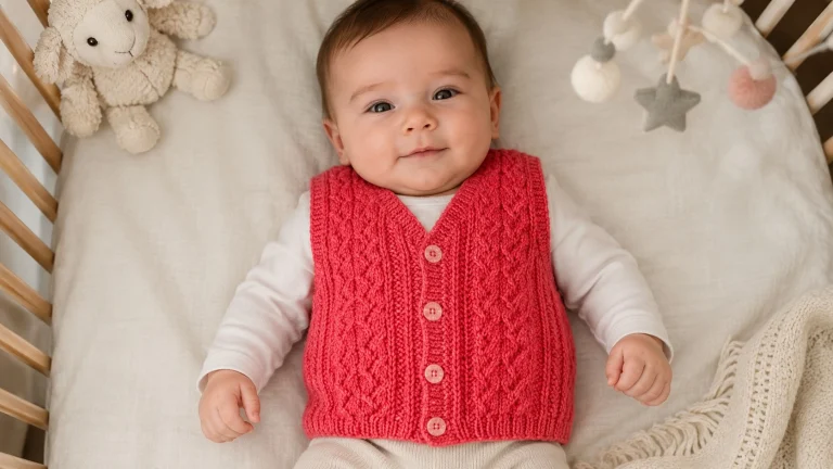 Cómo hacer un chaleco de bebé con rombos calados tejido a dos agujas 🧶💕