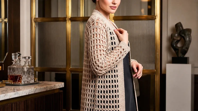 Hermoso patrón de punto a ganchillo ideal para tejer chaquetas modernas 🤎