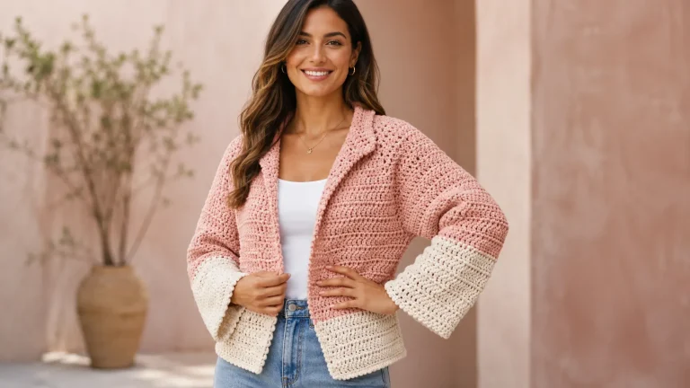 Con puntos básicos y lana gruesa puedes crear esta llamativa chaqueta a crochet