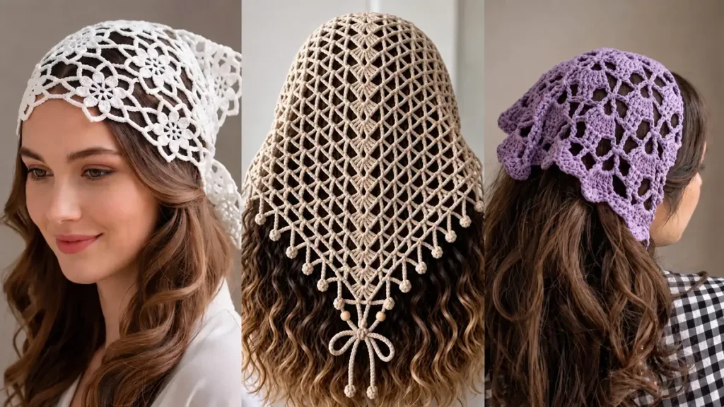 15 bandanas a crochet para darle color, textura y un aire artesanal a cualquier peinado