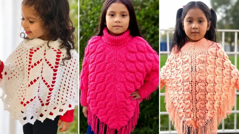 Ponchos para niñas a crochet y dos agujas llenos de color, abrigo y dulzura en cada puntada