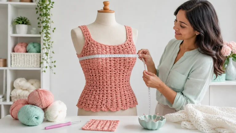 Tabla de medidas para tops a crochet: cómo elegir talla, holgura y calcular los puntos