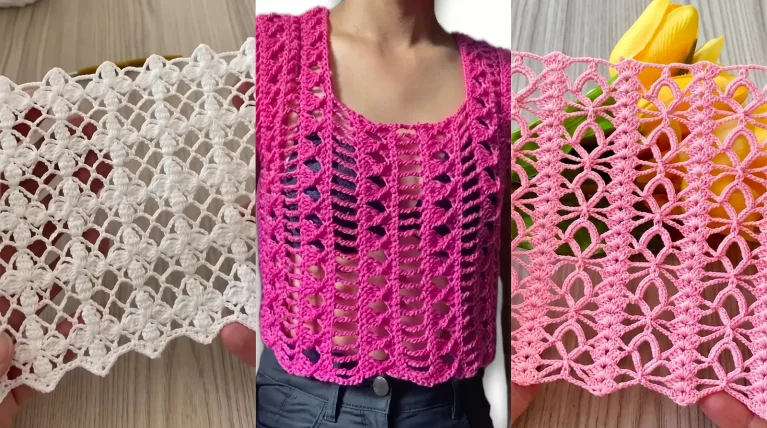 Blusas a crochet con terminaciones caladas abajo: 12 tutoriales y guía para calcular el borde