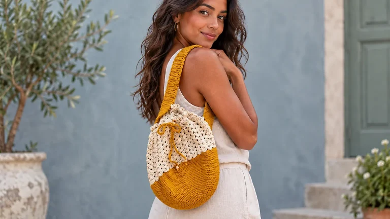 Este morral a crochet combina textura, color y un diseño práctico para llevar todos los días