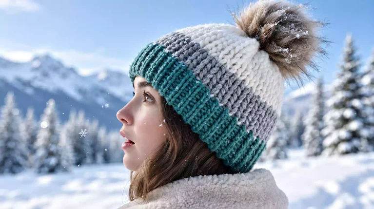 Teje un hermoso gorro a crochet con franjas y pompón para protegerte del frío ❄️