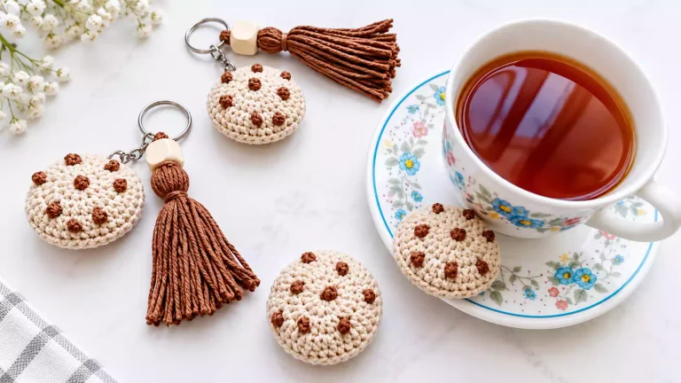 Aprende a hacer estos pequeños llaveros de galleta a crochet para regalar 🍪