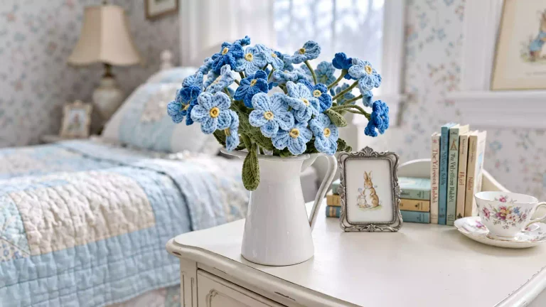 Teje un precioso bouquet de nomeolvides a crochet fácil y elegante para tu hogar 💙