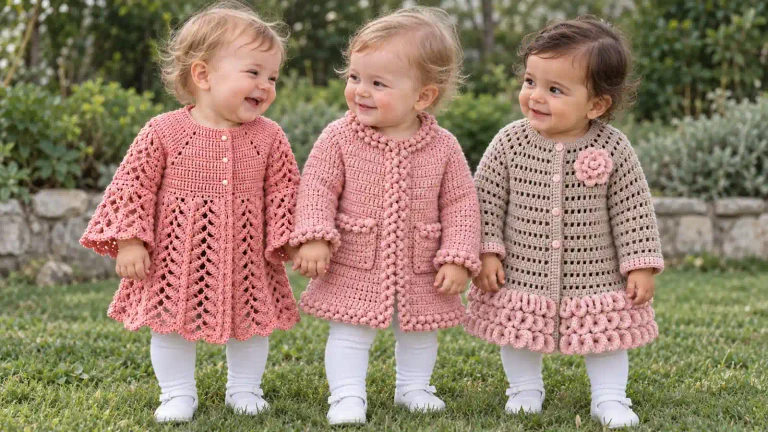 26 abrigos y chaquetas de bebé a crochet: tutoriales, medidas y consejos de ajuste