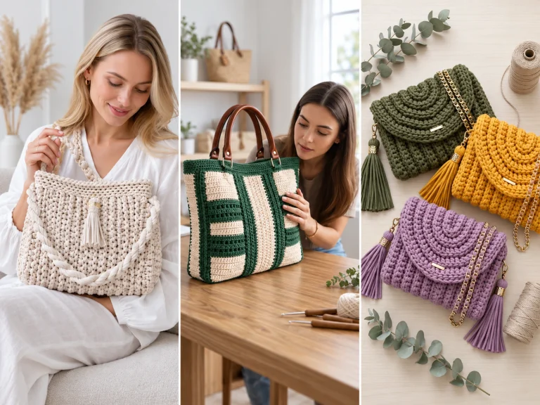20 bolsos a crochet que demuestran todo lo bonito que puedes crear con punto bajo y combinaciones
