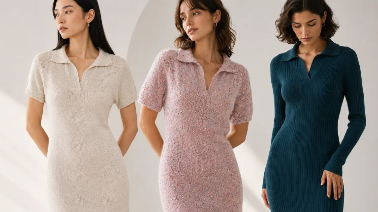 Vestido midi a dos agujas con cuello polo: 8 recursos para diseñarlo a tu medida