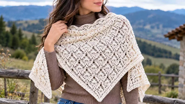 Chal calado a crochet: un diseño delicado y elegante para complementar tus conjuntos