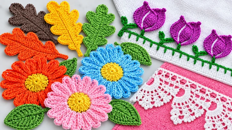 20 apliques y encajes a crochet para dar acabados perfectos a tus blusas, vestidos, bolsos y más… 🌼