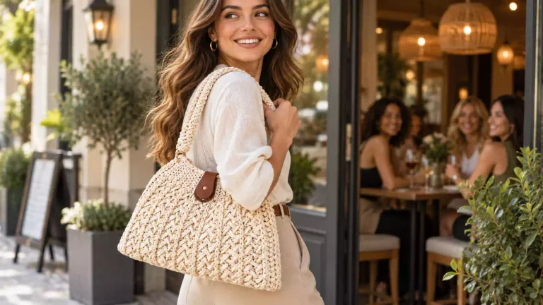 Aprende a tejer el bolso Serena a crochet con un diseño moderno y sofisticado 💕