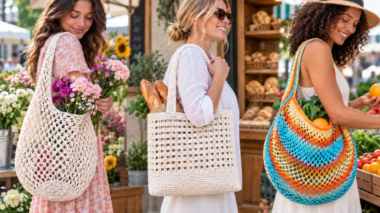 Bolso de red a crochet plegable y ligero: La mejor opción para reducir el uso de plástico