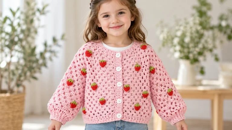 Cómo tejer a crochet una chaqueta fresita a para niñas de 1 a 5 años