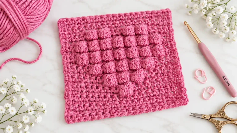 Dale Relieve a tus Tejidos con este Granny Corazón de Burbujas a Crochet