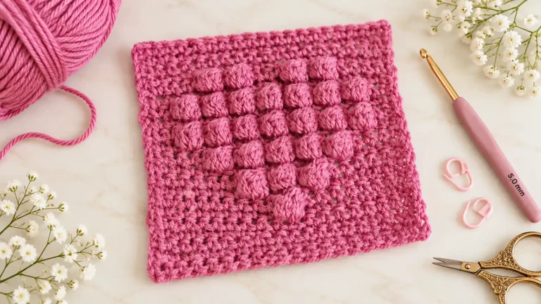 Dale Relieve a tus Tejidos con este Granny Corazón de Burbujas a Crochet