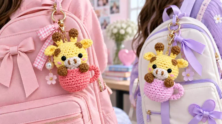Crea un tierno llavero de jirafa en taza a crochet y personalízalo con tus colores favoritos🦒