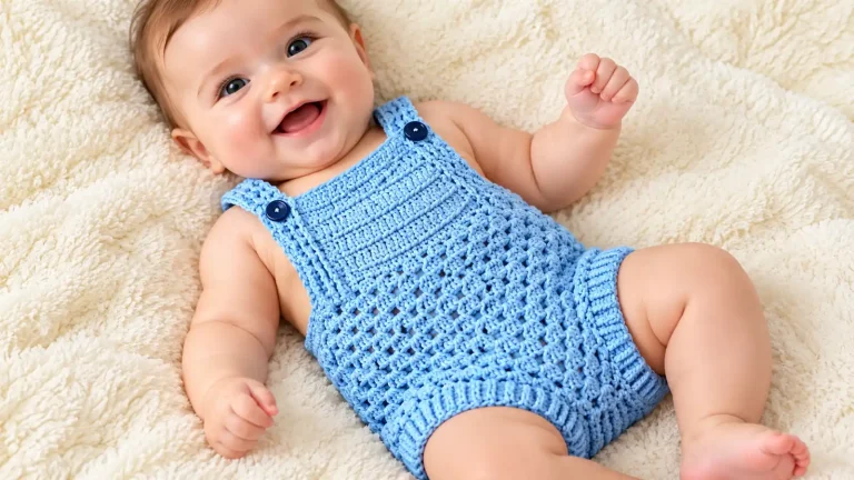 Hermoso Overol de Bebé Tejido con Grannys a Crochet