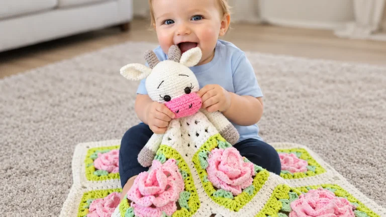 Manta de Apego a Crochet con Vaquita Amigurumi: Suave, Segura y Encantadora