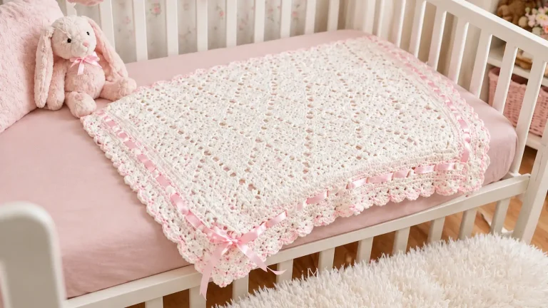 Esta manta de rombos a crochet tiene la delicadeza perfecta para un bebé