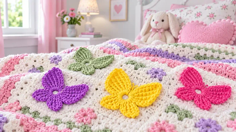 Mariposas de colores a crochet: una idea delicada para decorar mantas de bebé