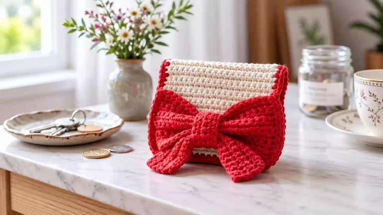 Monedero a crochet con lazo: un accesorio pequeño y encantador para llevar tus monedas🎀