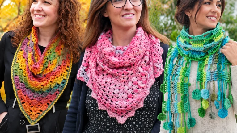 10 bufandas a crochet con tutoriales paso a paso: largas, triangulares y cuellos 🧣