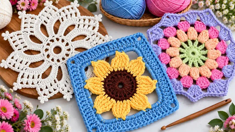 25 grannys a crochet para tejer blusas, tops, vestidos, chaquetas, bolsos y más… 🌻