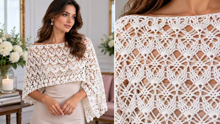 Una puntada calada a crochet perfecta para crear chales ligeros y elegantes